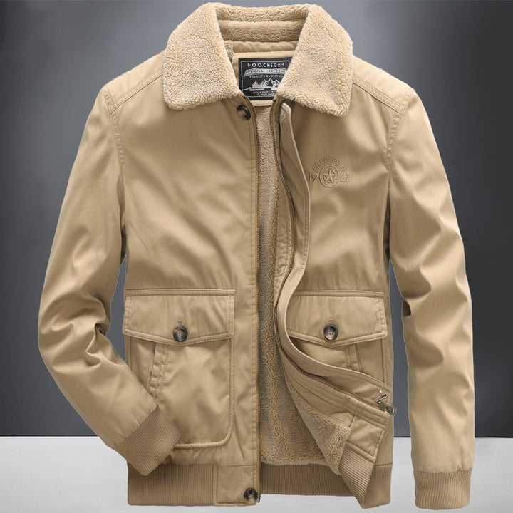 Herren Flieger-Bomberjacke mit Sherpa-Kragen und wärmender Teddyfleece-Innenlage – Brevano