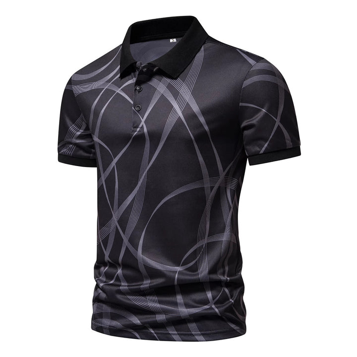 Herren Poloshirt mit modernem grafischen Muster und atmungsaktiven Eigenschaften Echoarchiv
