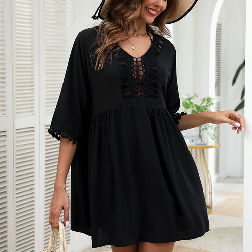 Damen Strandkleid mit verspieltem Häkelbesatz und umschmeichelndem Schnitt Echo Archiv
