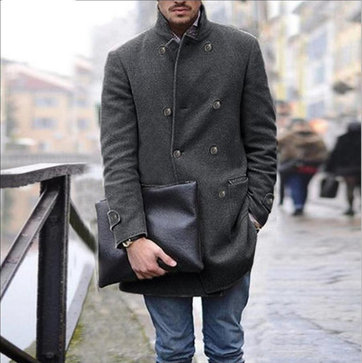 Herren eleganter Woll-Dufflecoat mit doppelter Knopfreihe und praktischen Taschen Echoarchiv