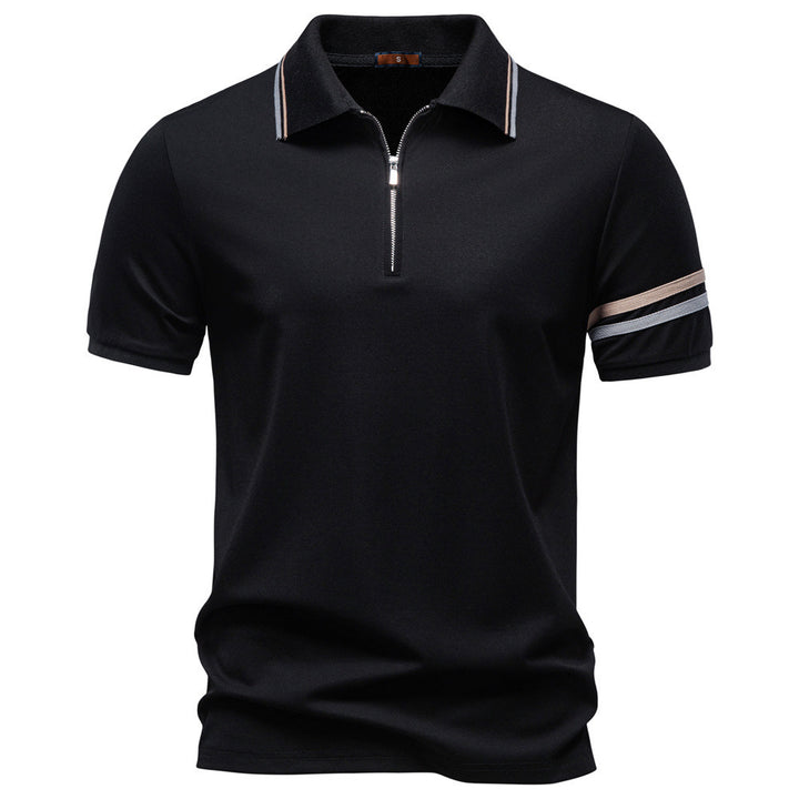 Herren nan atmungsaktives elastisches Poloshirt mit kurzem Reißverschluss und Kontraststreifen an Ärmeln Echo Archiv