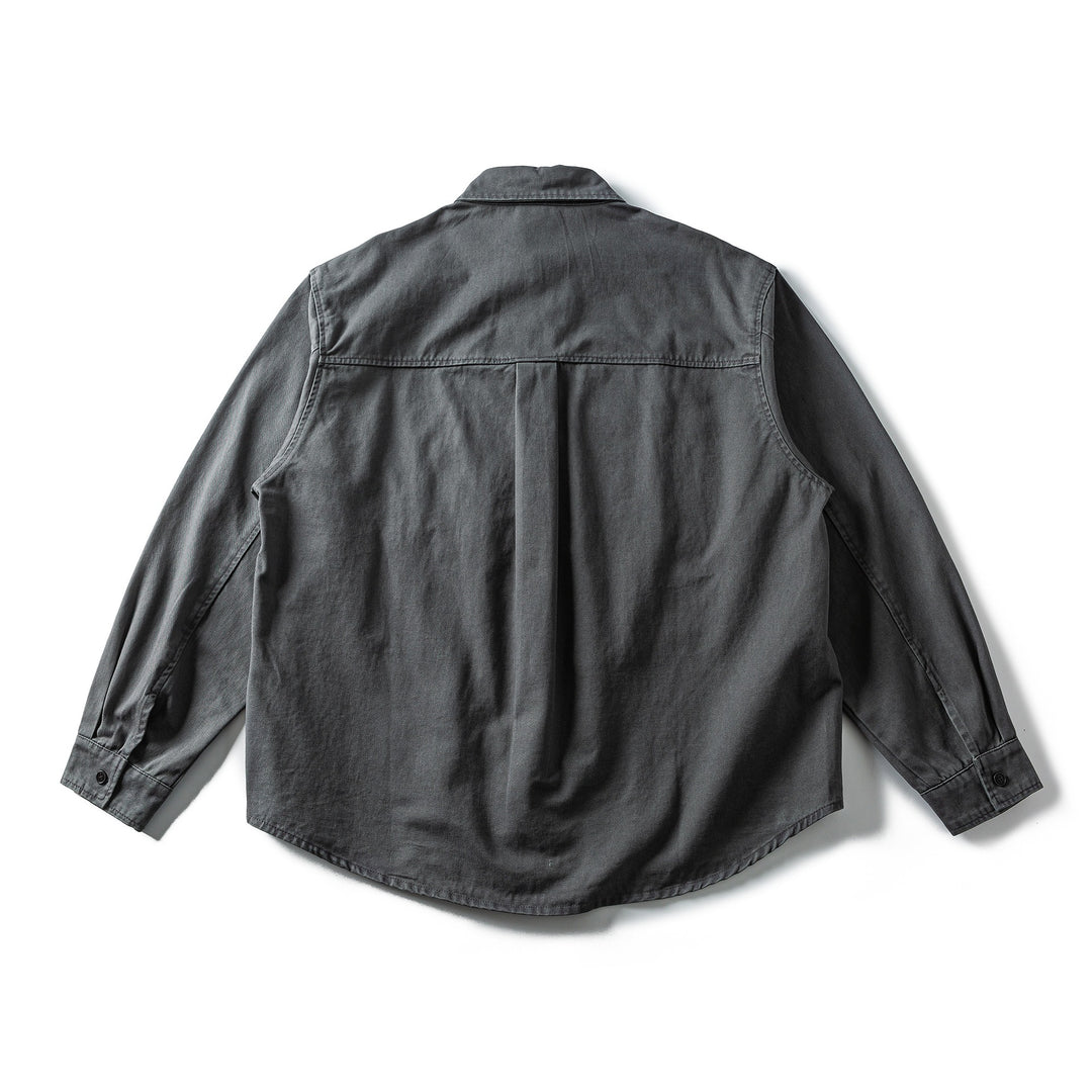 Herren Oversized Baumwoll-Overshirt mit Stickerei und Brusttasche Echoarchiv