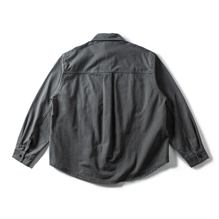 Herren Oversized Baumwoll-Overshirt mit Stickerei und Brusttasche Echoarchiv