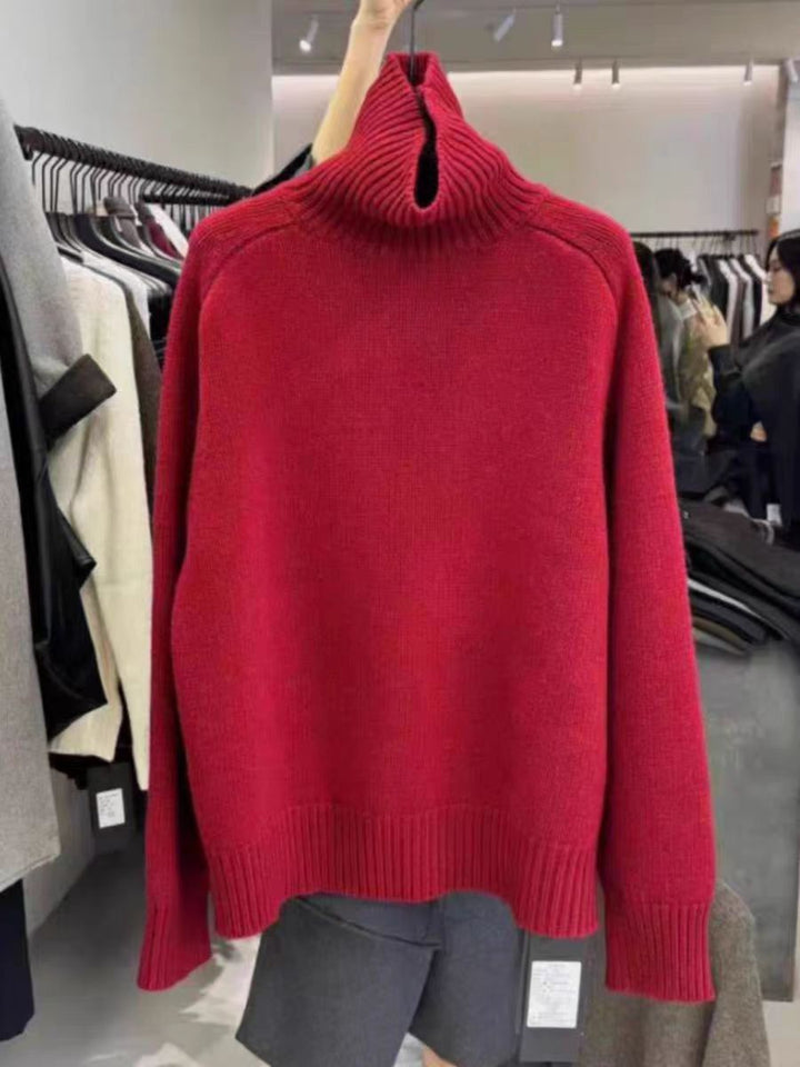 Damen Rollkragenpullover aus feinem Wollmix mit geradem Schnitt und breitem Rippkragen Echoarchiv
