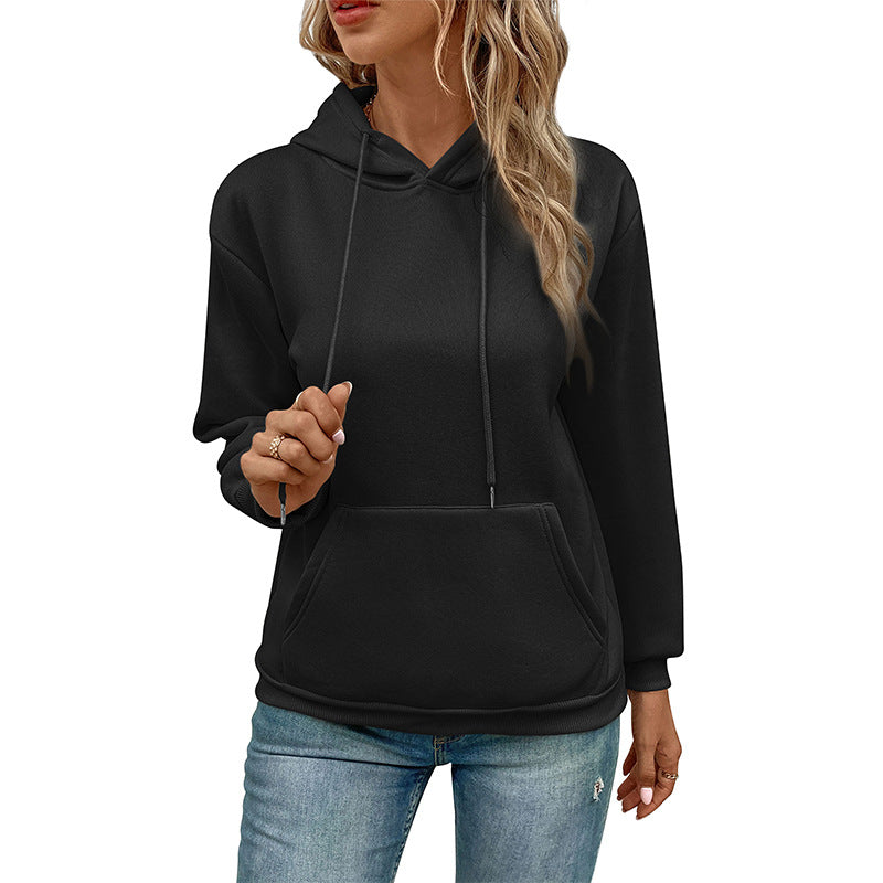 Damen Klassischer Kapuzenpullover mit Kängurutasche und schmaler Bündchenpassform Echoarchiv