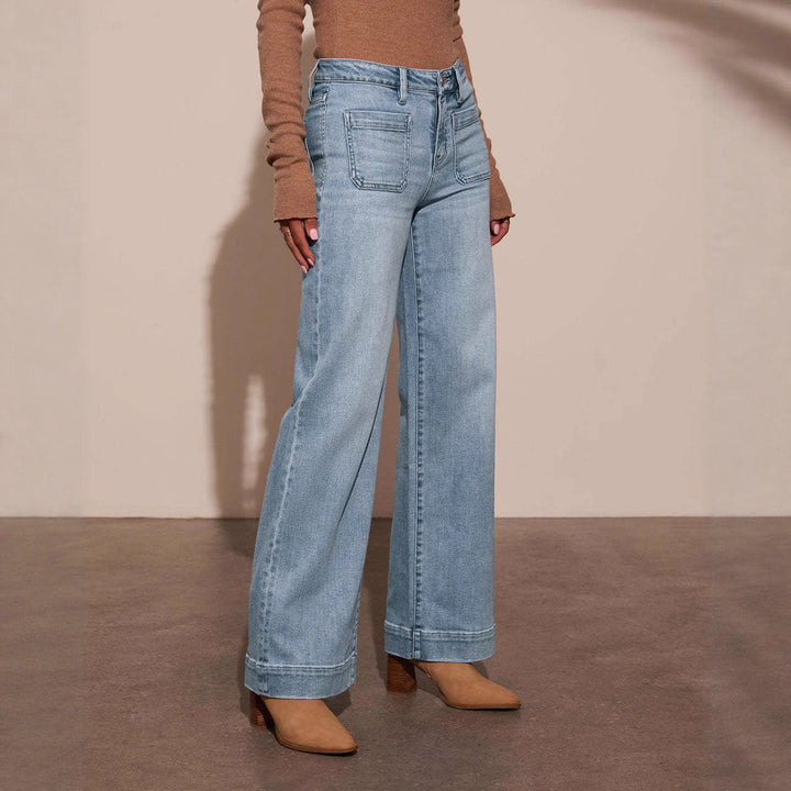 Damen Weit geschnittene Jeans mit hohen Taschen und elegantem Auftritt – Dénora