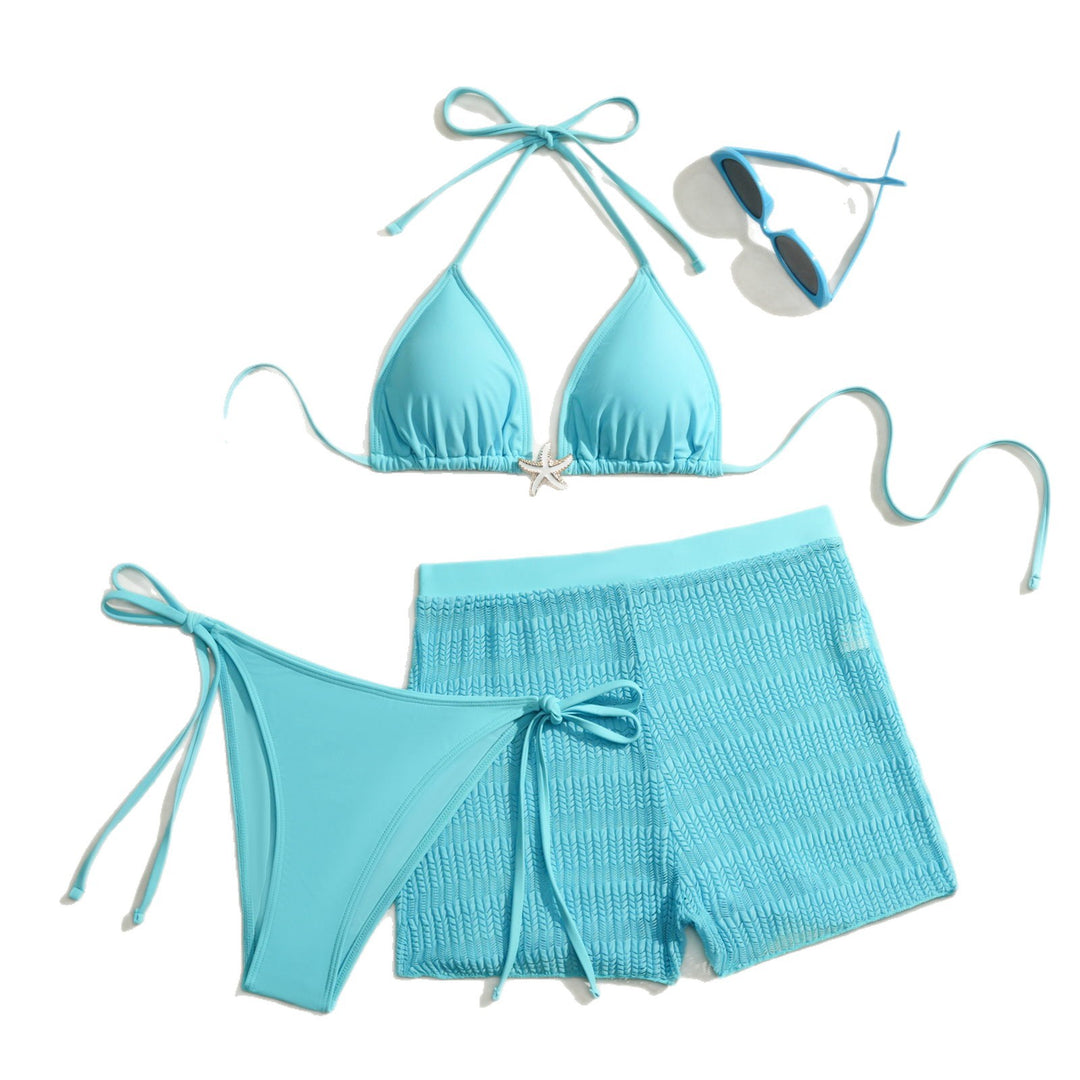 Damen Bikini-Set mit niedlichem Bindeband und strukturierter Shorts Echo Archiv