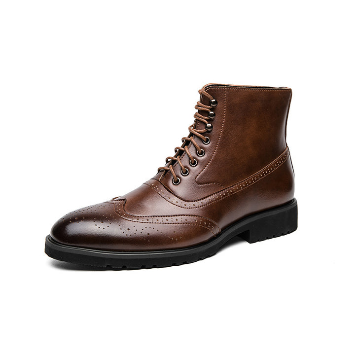 Herren klassische Brogue-Schnürstiefelette mit perforiertem Wingtip und griffiger Gummisohle Echo Archiv