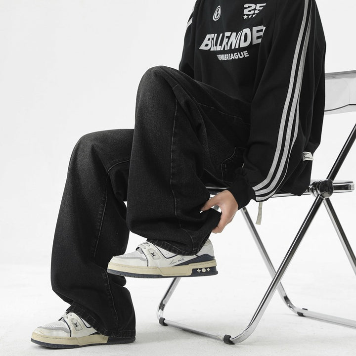 Herren Oversized Jeanshose mit weitem Schnitt und verstellbarem Bund Echoarchiv