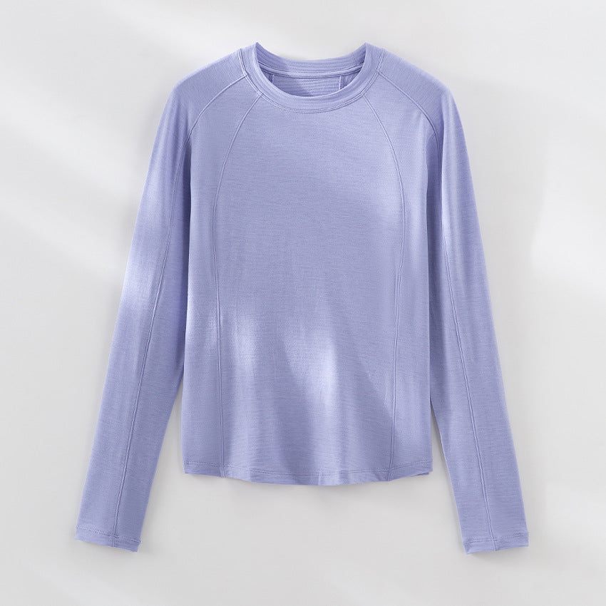 Damen Leichtes Longsleeve-Feinstrickshirt mit Raglanärmeln und Rundhalsausschnitt Echoarchiv