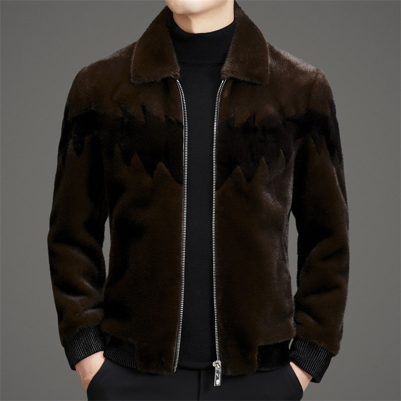 Herren modische samtige Bomberjacke mit geometrischem Muster Echoarchiv