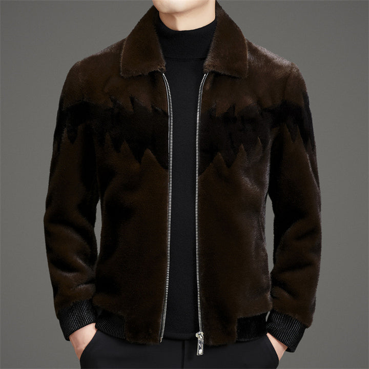 Herren modische samtige Bomberjacke mit geometrischem Muster Echoarchiv