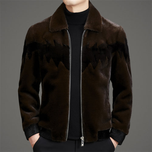 Herren modische samtige Bomberjacke mit geometrischem Muster Echoarchiv