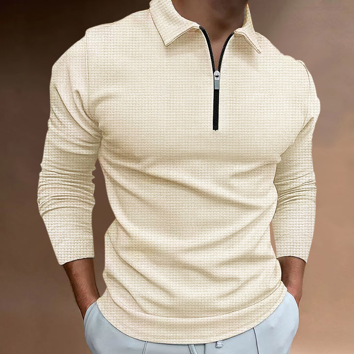 Herren Sportliches Langarmpoloshirt mit modernem Reißverschluss Echoarchiv