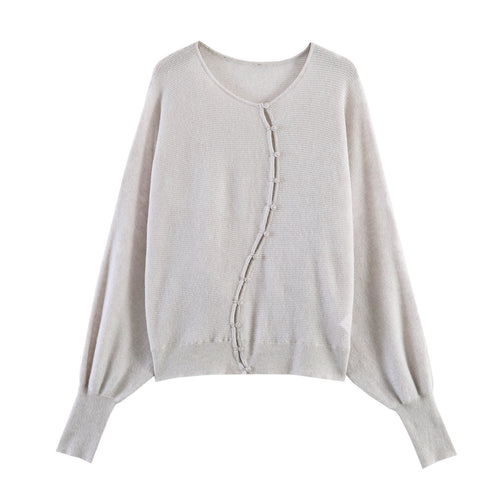 Damen Oversized-Feinstrick-Cardigan mit asymmetrischer Knopfleiste und Fledermausärmeln Echo Archiv