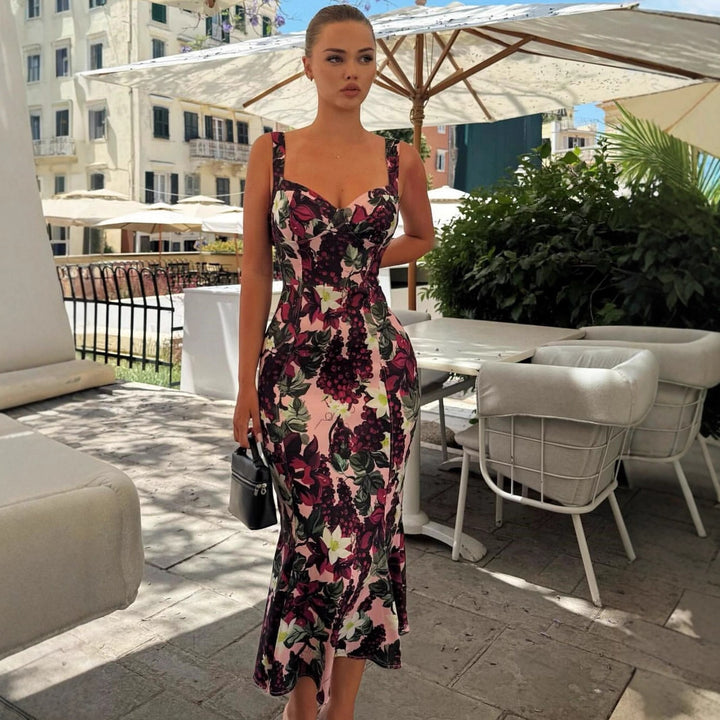 Damen Elegantes Maxikleid mit floralem Print und feminine Passform Echo Archiv
