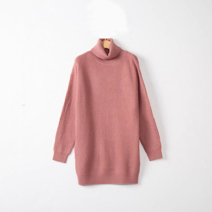 Damen Langer Rippstrick-Rollkragenpullover im Oversize-Schnitt Echo Archiv