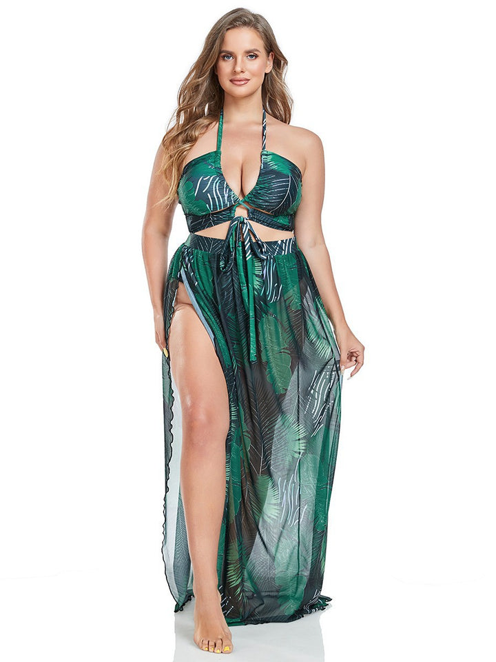 Damen Strandkleid mit floralem Schnitt und hohem Schlitz Echo Archiv