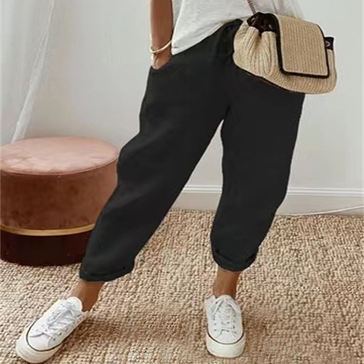 Damen Lockere Bedruckte Jogger mit Kordelzug und Rippbund Echoarchiv
