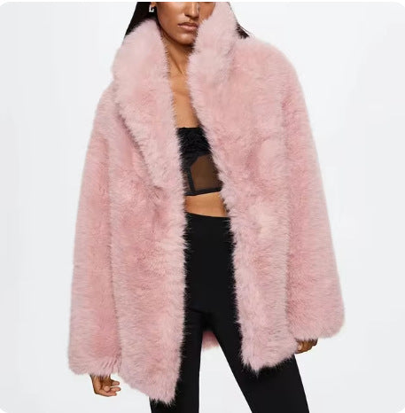 Damen Kurzer luxuriöser Kunstpelzmantel mit voluminösem Schalkragen und Boxy‑Silhouette Echo Archiv