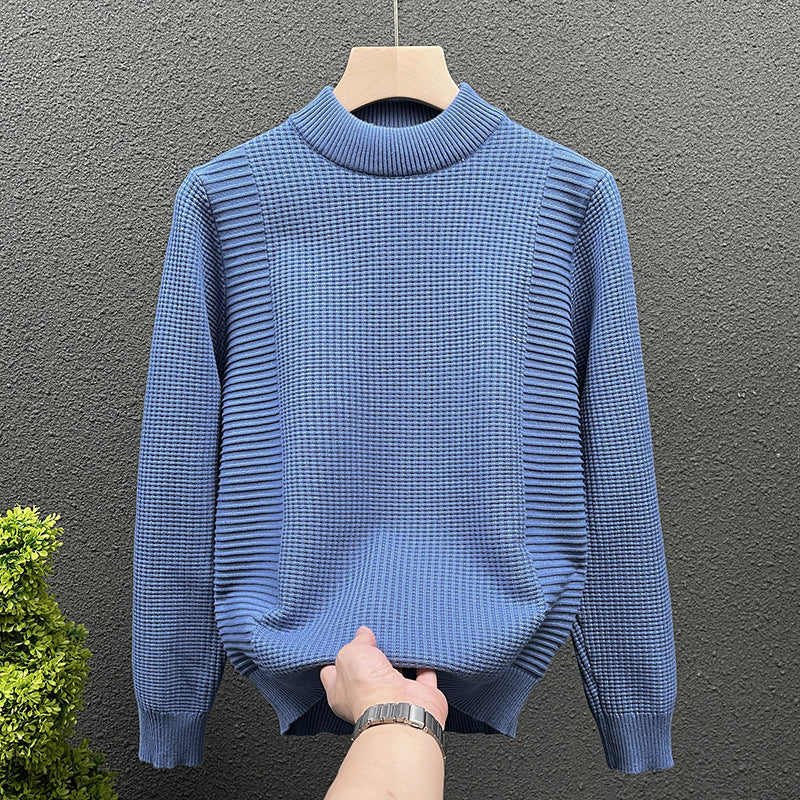 Damen Feinstrickpullover mit strukturierter Waffel- und Rippenstruktur und Stehkragen Echoarchiv