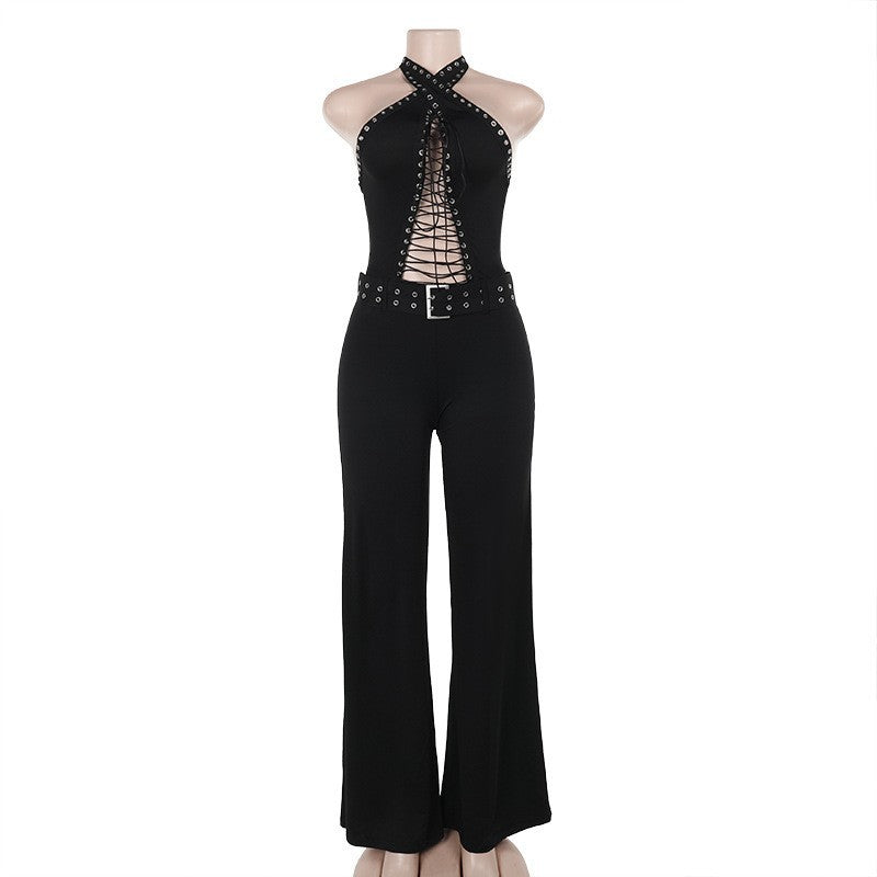 Damen verführerisches Langarmkleid mit tiefem Ausschnitt und Schnürung Echo Archiv
