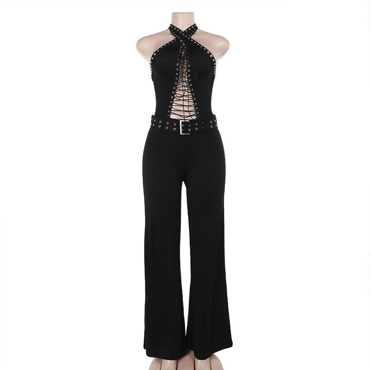 Damen verführerisches Langarmkleid mit tiefem Ausschnitt und Schnürung Echo Archiv
