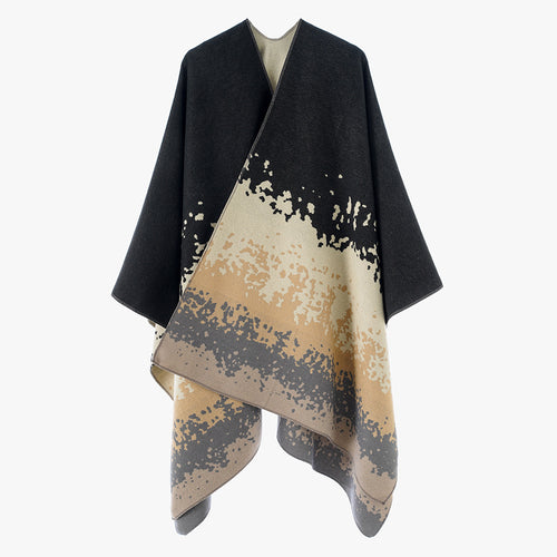 Damen Oversize Cape‑Stola im Doppelgewebe mit abstraktem Punktjacquard Echo Archiv