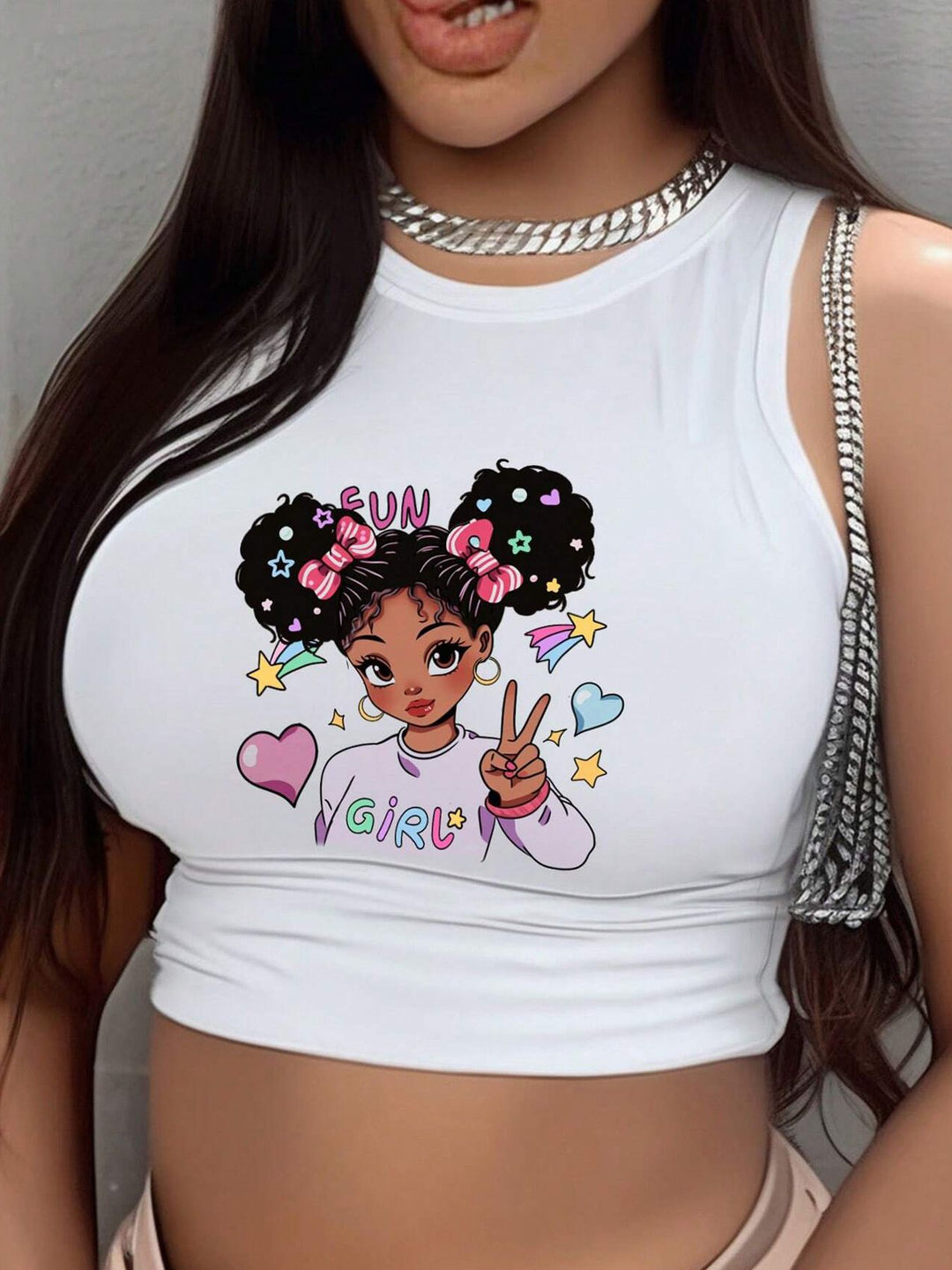 Damen Crop-Top mit mutigem Statement-Druck Echo Archiv