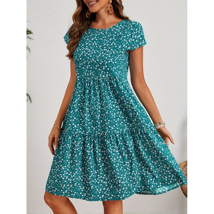 Frauen Blumenmuster A-Linien Kleid Echoarchiv