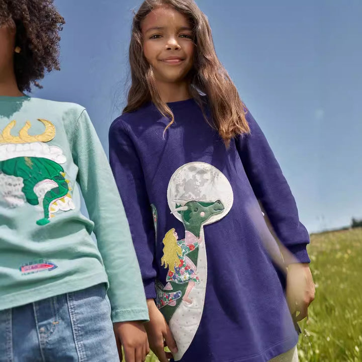 Mädchen Sweatkleid mit zauberhaftem Drachenmotiv Echo Archiv