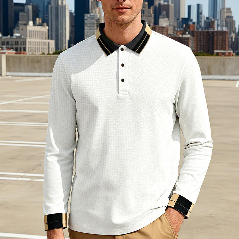 Herren nan langärmeliges Poloshirt mit Kontrastkragen und gerippten Manschetten Echo Archiv