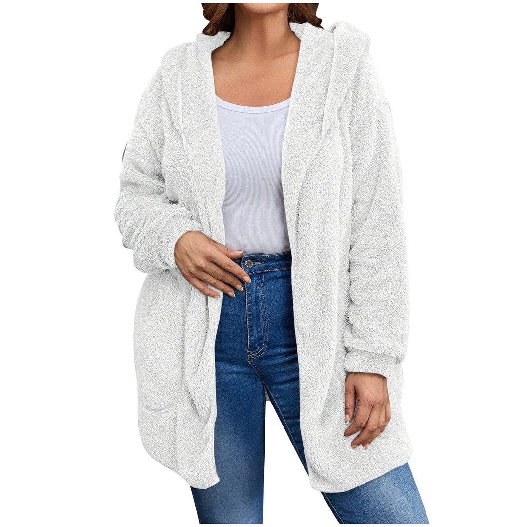 Damen nan kuschelige Teddy-Fleece Kapuzenjacke mit großen Eingrifftaschen und entspannter Silhouette Echo Archiv
