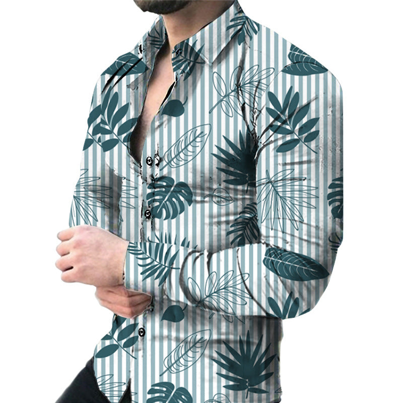 Herren Kurzarmhemd mit elegantem floralen Druck und schmalem Schnitt Echoarchiv