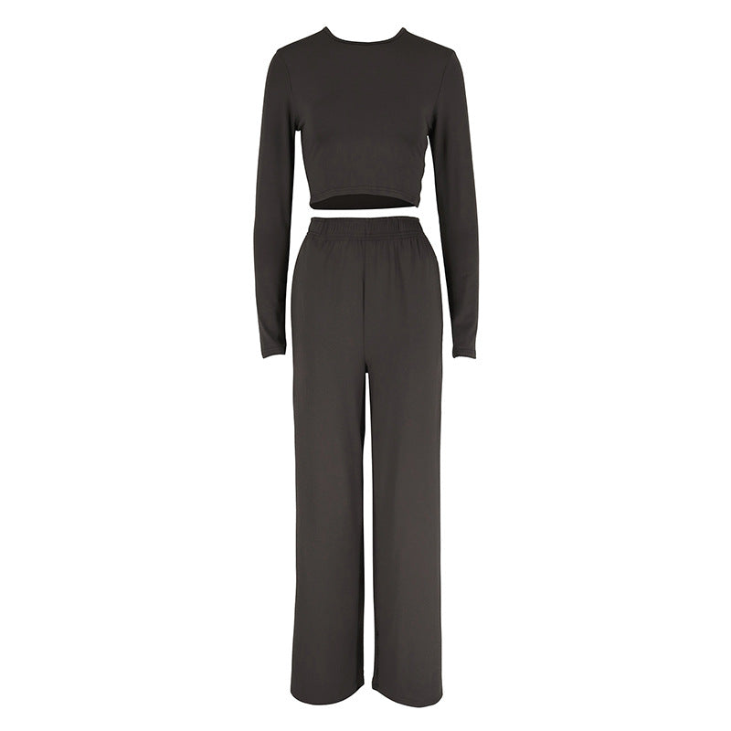 Damen Elegantes Zweiteiliges Set mit cropped Oberteil und weiten Hosen Echo Archiv