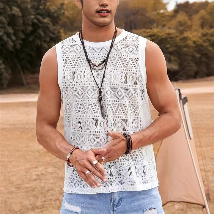 Herren atmungsaktives Muskelshirt mit dekorativem Spitzendesign Echoarchiv