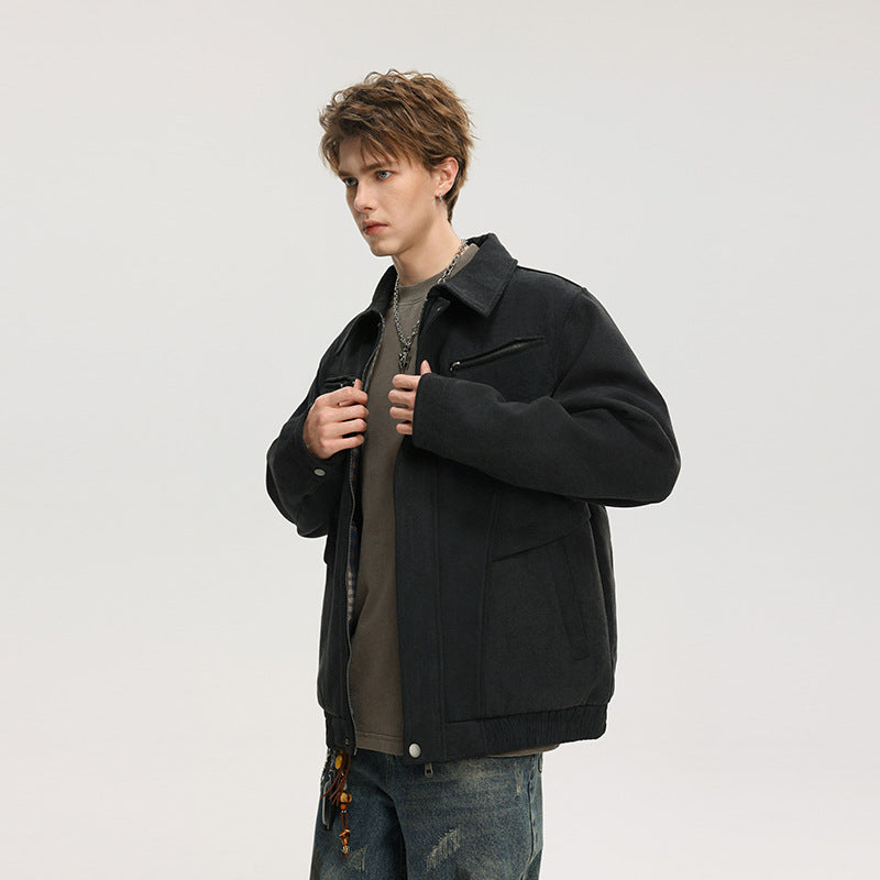 Herren Kurzjacke aus Wollmix mit verdecktem Reißverschluss und Brusttaschen Echo Archiv
