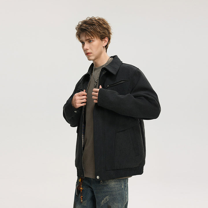 Herren Kurzjacke aus Wollmix mit verdecktem Reißverschluss und Brusttaschen Echo Archiv