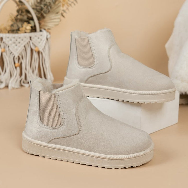 Damen  gefütterte Chelsea-Ankle-Boots mit Teddyfutter, elastischer Seitenblende und rutschfester Leichtsohle Echo Archiv