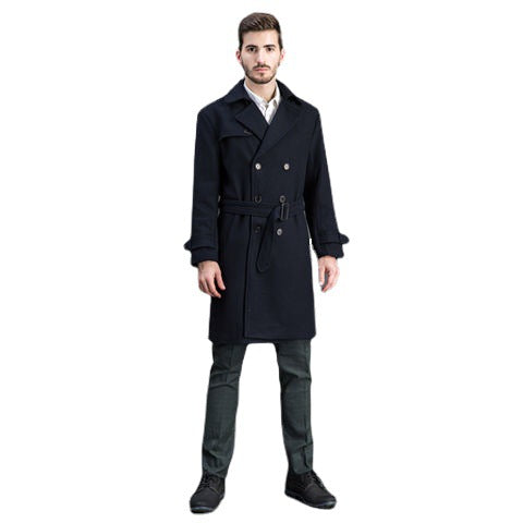 Herren Wollmantel im Trench-Look mit doppelter Knopfleiste und Schalkragen Echoarchiv