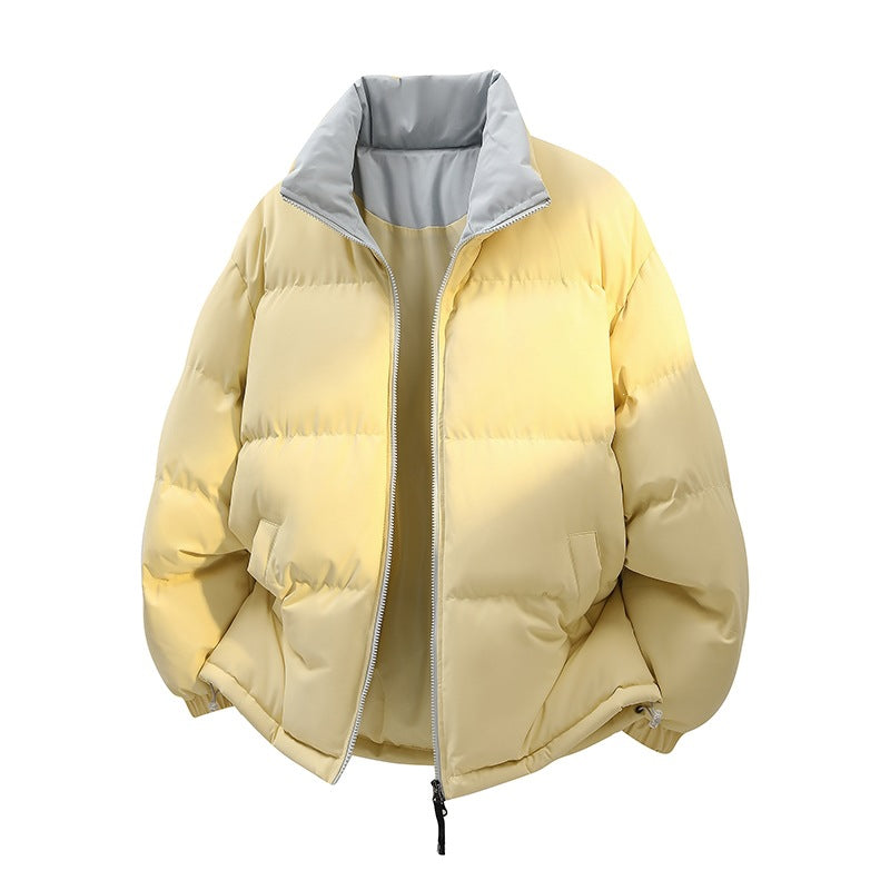 Unisex Oversize-Steppjacke mit hohem Kragen, zweifarbiger Innenfütterung & verstellbarem Saum Echoarchiv