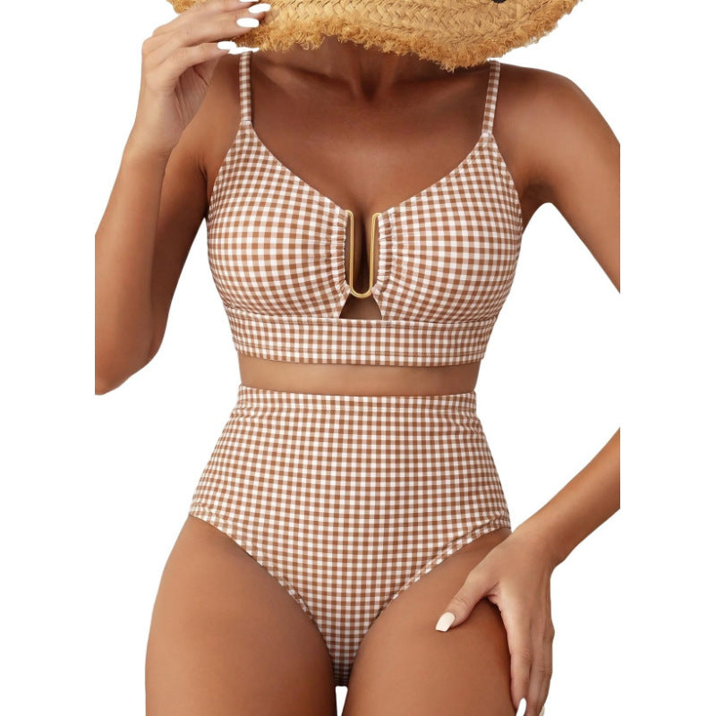 Damen Hoch geschnittener Bikini mit floralem Muster und Leo-Print Echo Archiv