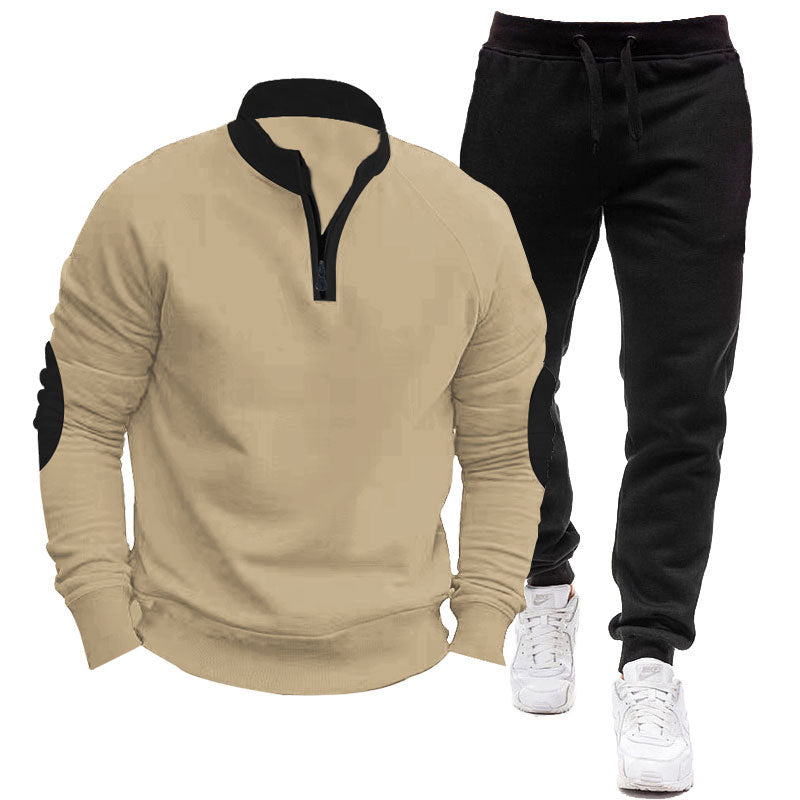 Herren Sportliches Hoodie- und Jogginganzug-Set mit kontrastierenden Ärmelakzenten Echoarchiv
