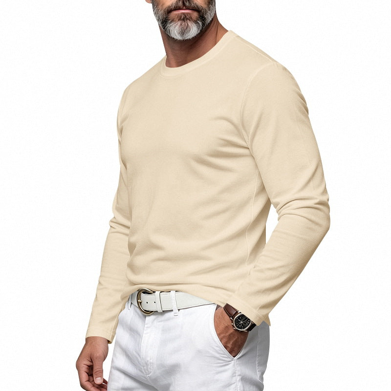 Herren Slim-Fit Baumwoll-Langarmshirt mit Rundhalsausschnitt Echoarchiv