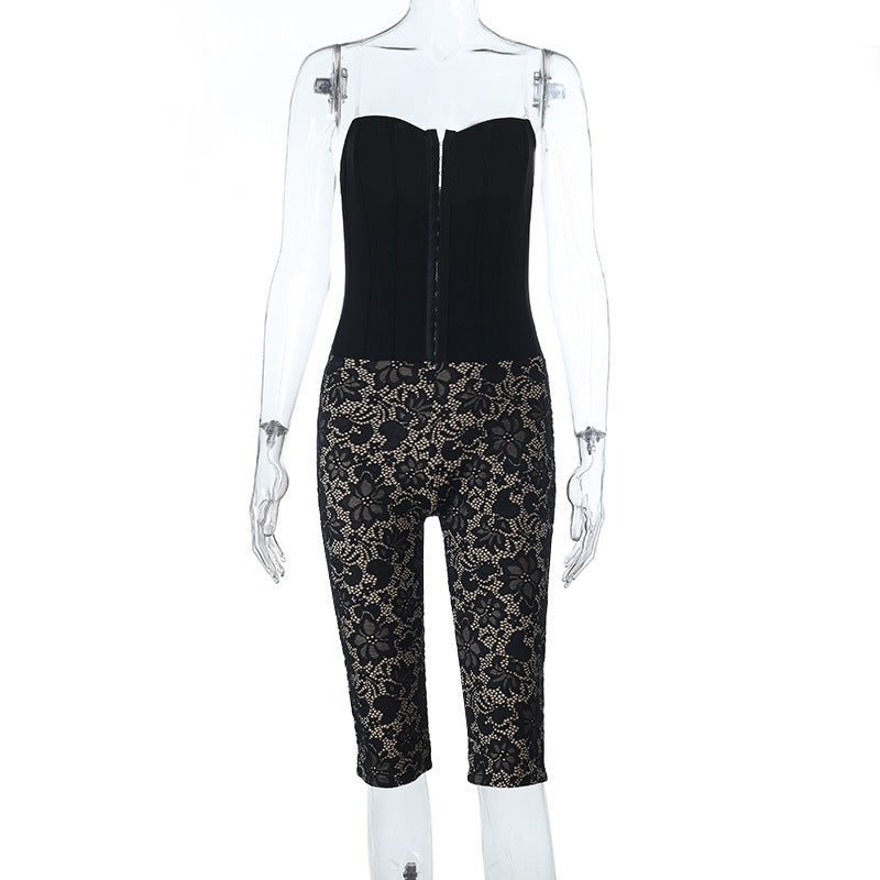 Damen Corsagen-Overall mit floralen Spitzendetails Echo Archiv