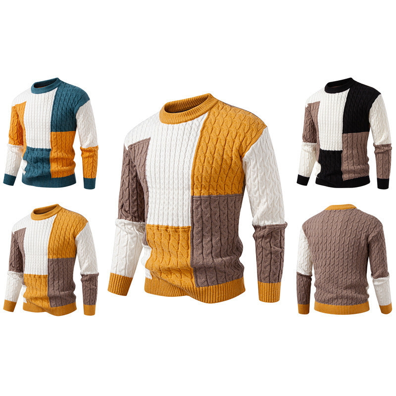 Herren modischer Strickpullover mit kreativer Farbblock-Optik Echoarchiv