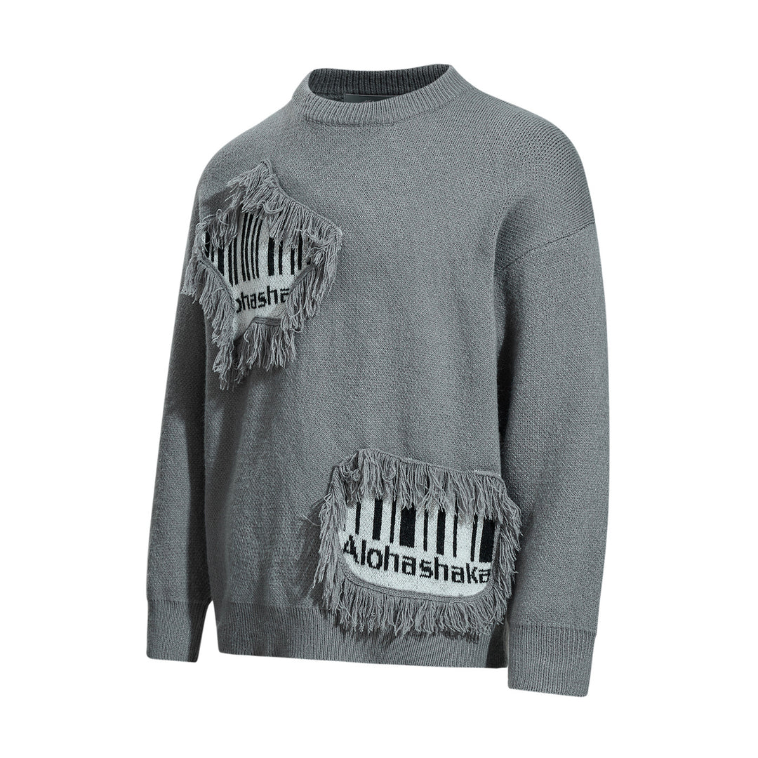 Herren Strickpullover mit Fransen-Applikation und Intarsien Echoarchiv