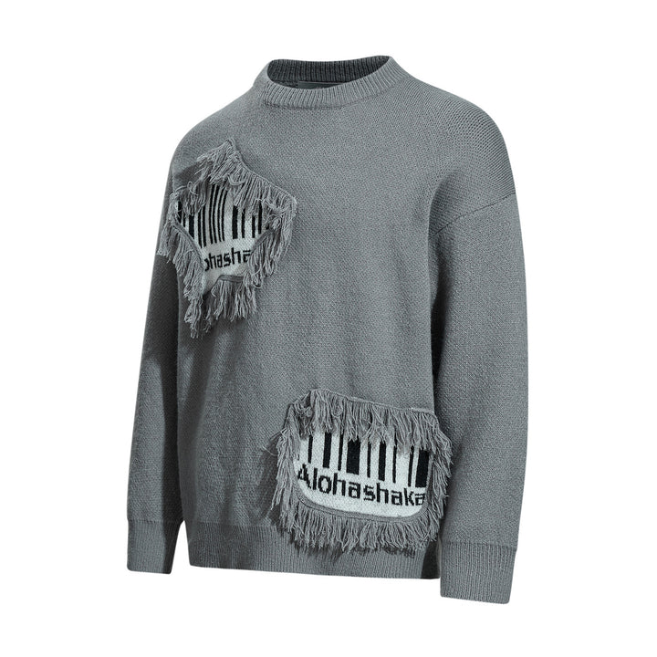 Herren Strickpullover mit Fransen-Applikation und Intarsien Echoarchiv