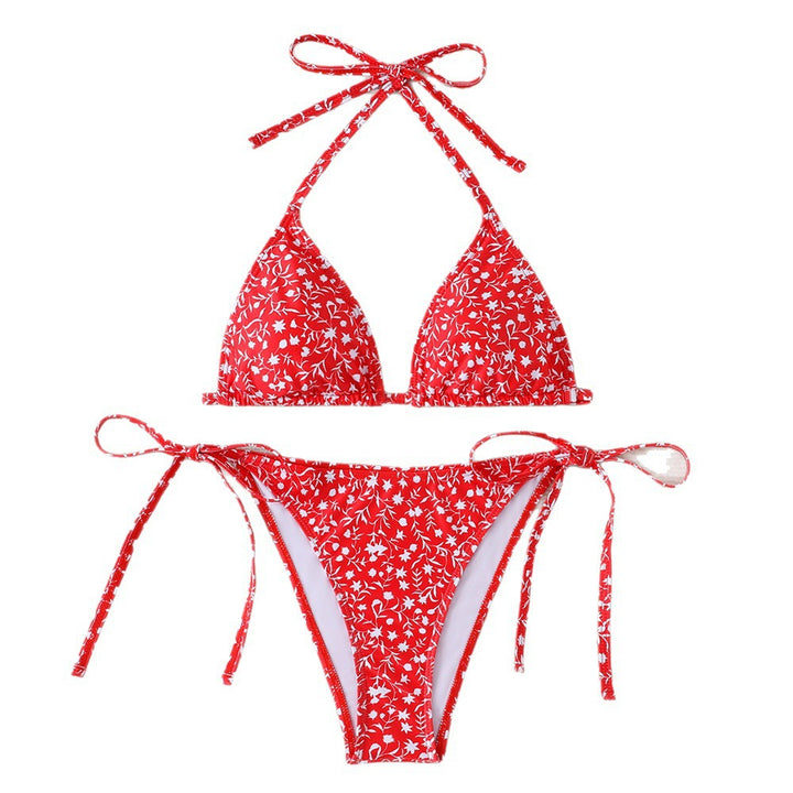 Damen Triangel-Bikini mit verstellbaren Bindebändern und floralen Details Echo Archiv