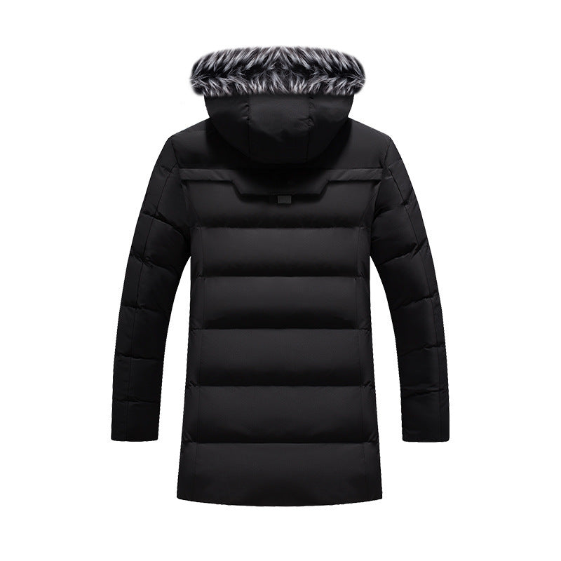 Herren langer gesteppter Thermoparka mit Kunstfellkapuze und Teddyfleece-Innenfutter Echoarchiv